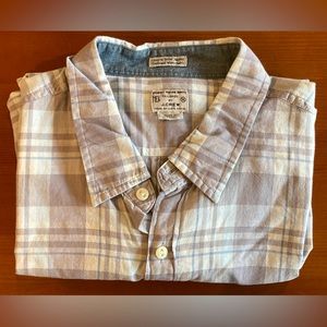 J Crew Mens XL Plaid Madras Shirt Button Up Long Sleeve Gray Blue